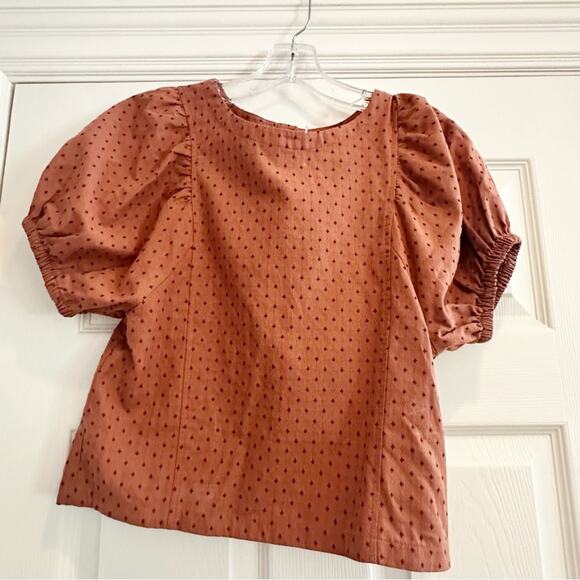 Madewell Jacquard Puff Short Sleeve Top 2022 Micro Cross Shirt N1350  Size 00 - Picture 16 of 16